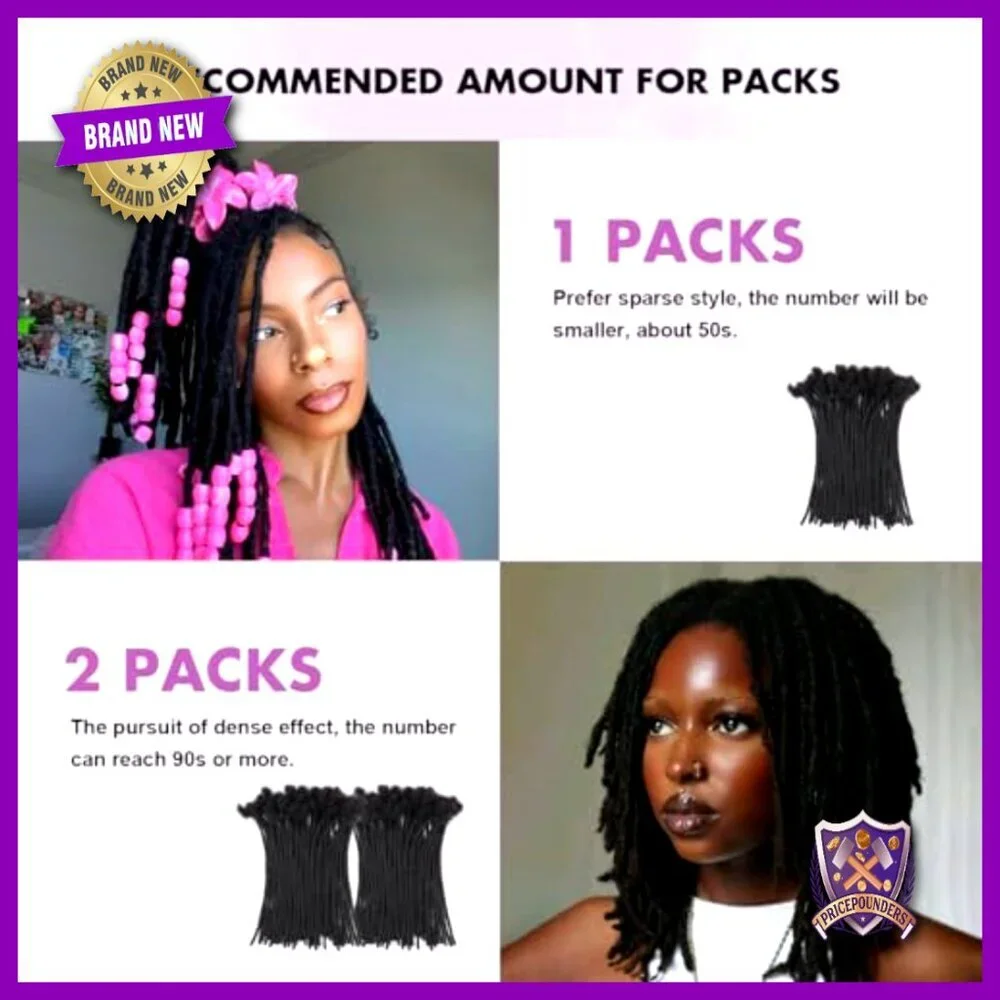 50 Strands 10 Inch Human Hair Loc Extensions, 0.4cm Width Soft Dreads